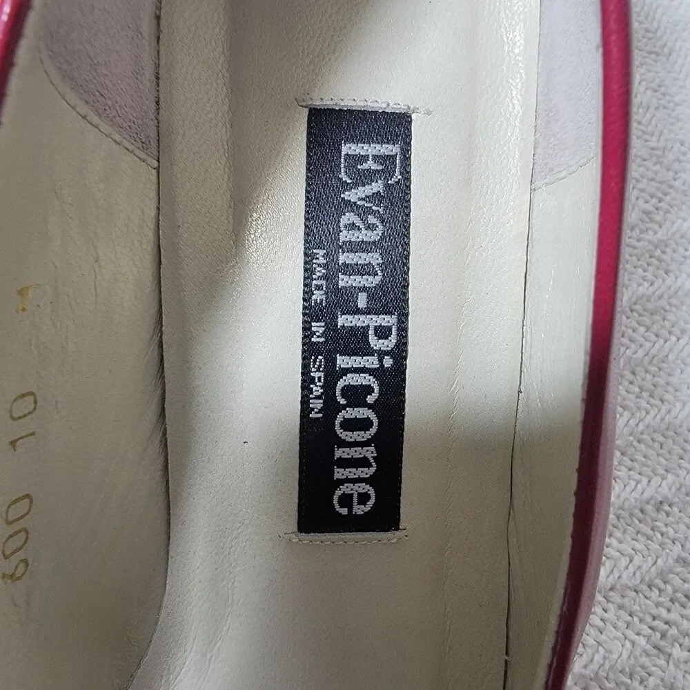 Vintage Evan Picone Red‎ Leather Pumps Made In Spain Size 10